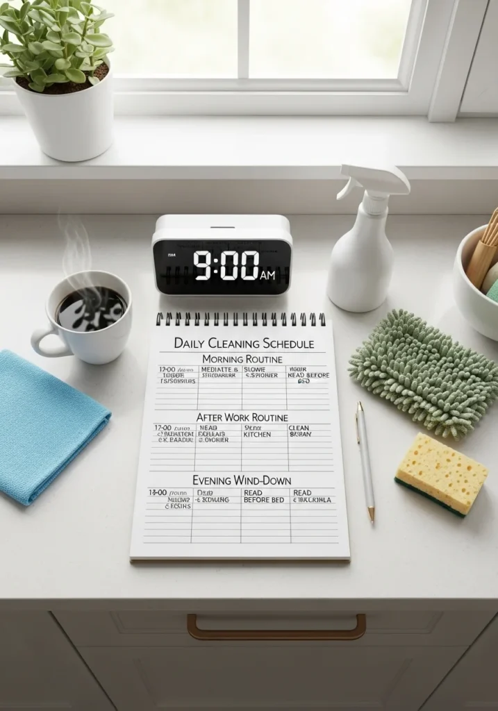 Daily Cleaning Schedule Overview Overview of an efficient daily cleaning schedule for busy households and working moms