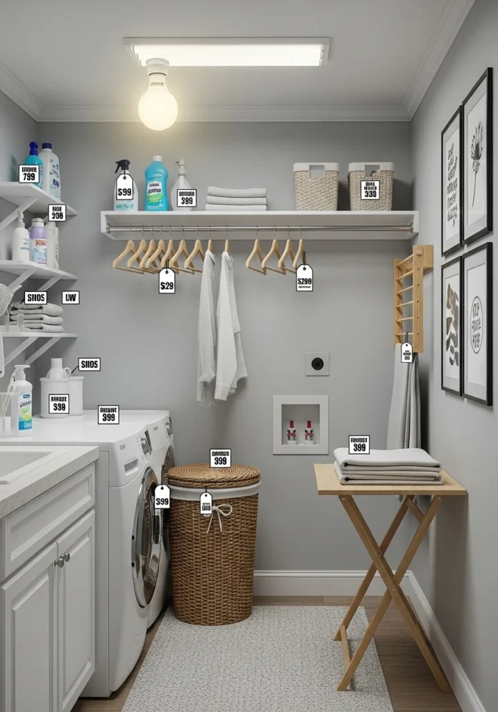 Essential Supplies to Include (Budget List) Essential budget-friendly supplies checklist for an organized and efficient laundry room
