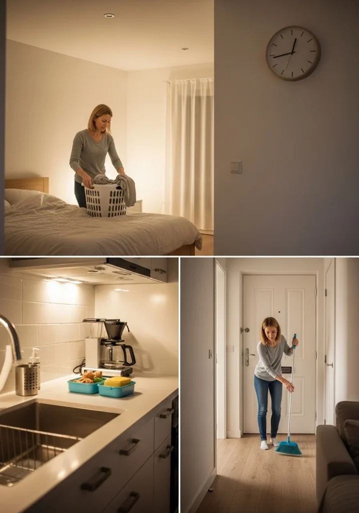 Evening Wind-Down Cleaning Routine (10-15 Minutes) Evening wind-down cleaning routine for busy moms to maintain a tidy home in 10-15 minutes