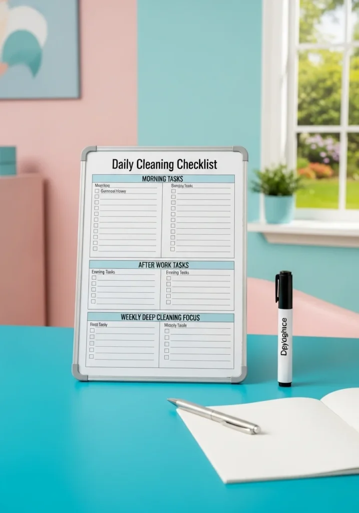 Printable Daily Cleaning Checklist Printable daily cleaning checklist for busy moms to stay organized and keep the home tidy