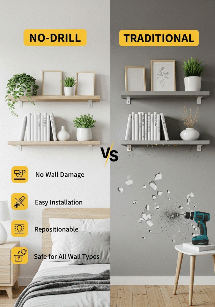 Why Choose No-Drill Floating Shelves